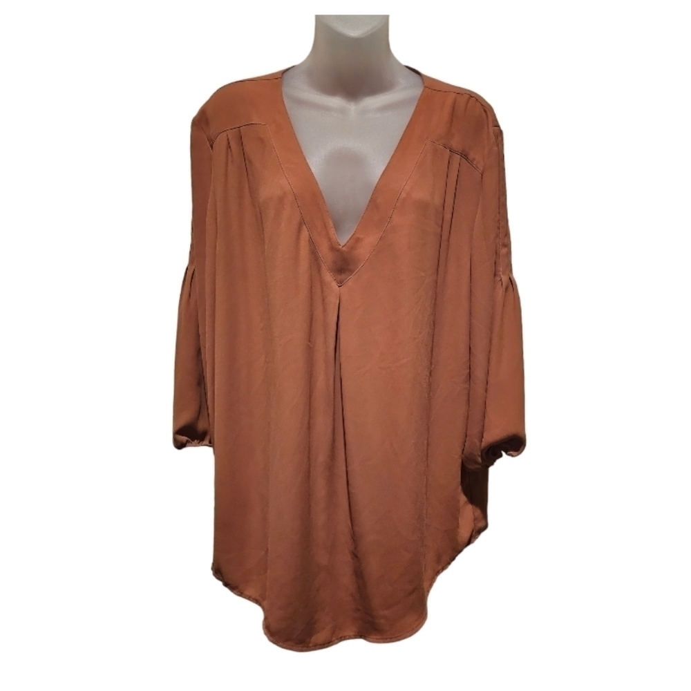 NY&CO SOHO Women's Rust 3/4 Sleeve Dress Blouse, Sz XL